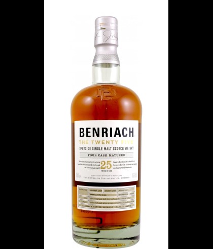 Fles Benriach 25 Years Old, single malt whisky, op voorraad bij slijterij t Bockje in Bathmen