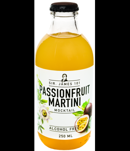 Flesje Sir. James 101 Passionfruit Martini van 25 centiliter, alcoholvrije kant-en-klare mocktail, bij slijterij t Bockje in Bathmen