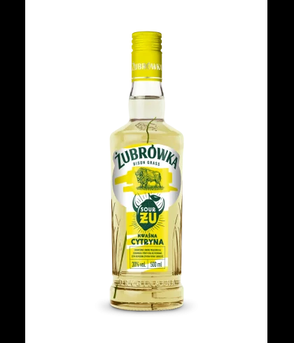 Fles Zubrowka Fresh Kwasna Cytryna, wodka, op voorraad bij slijterij t Bockje in Bathmen
