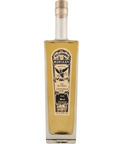 Fles Distilleerderij Moriaan Oude Mout Genever, jenever, bij slijterij t Bockje in Bathmen