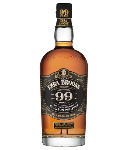 Fles EZRA BROOKS 99, whisky, bij slijterij t Bockje in Bathmen