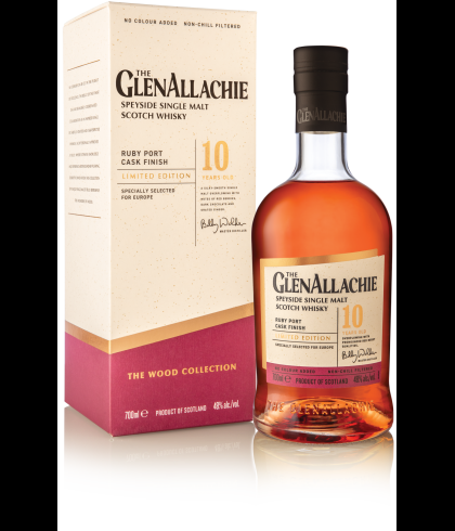 Fles GlenAllachie 10Y Ruby Port Cask Finish, single malt whisky, op voorraad bij slijterij t Bockje in Bathmen