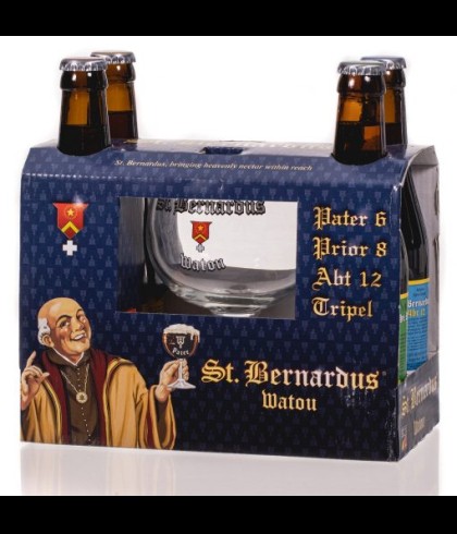 ST. Bernardus Geschenksverpakking 4x33cl + Glas, fles bij slijterij t Bockje in Bathmen