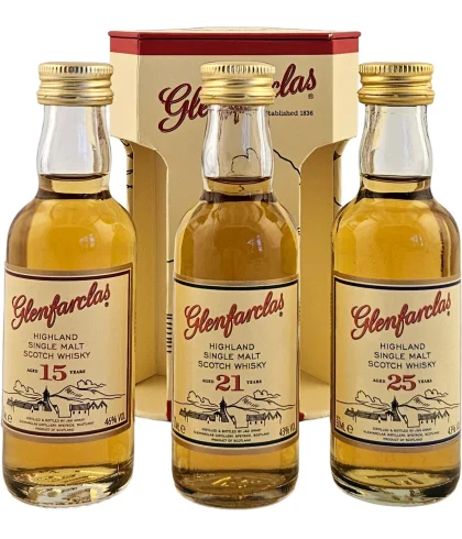 Geschenk Glenfarclas 15Y-21Y-25Y Miniset, bij slijterij ’t Bockje in Bathmen