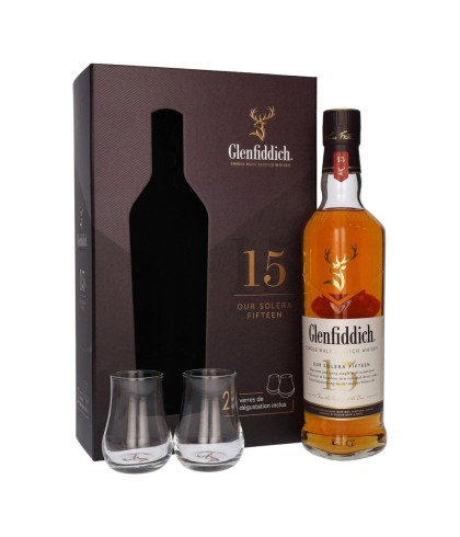 Fles Glenfiddich Solera 15 Years Old Giftpack, whisky, bij slijterij t Bockje in Bathmen