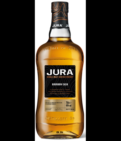 Fles single malt van Jura, op voorraad bij slijterij t Bockje in Bathmen