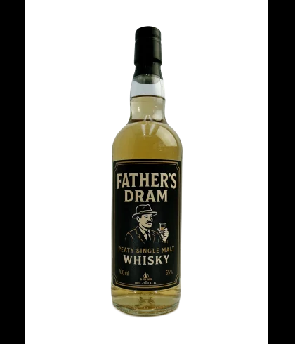 Fles Father’s Dram Peaty Single Malt Whisky, whisky, op voorraad bij slijterij ’t Bockje in Bathmen