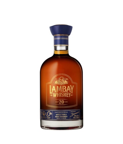 Fles Iers whiskey van Lambay, op voorraad bij slijterij t Bockje in Bathmen