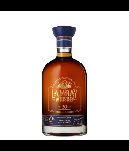 Fles Iers whiskey van Lambay, op voorraad bij slijterij t Bockje in Bathmen