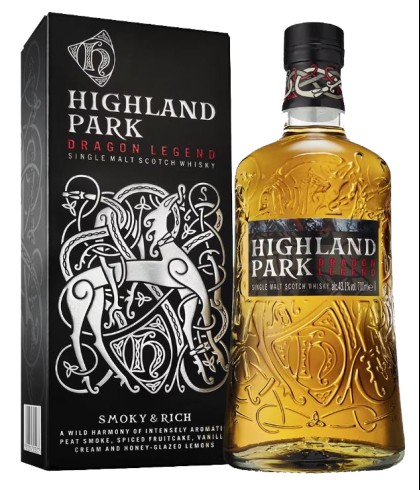 Fles Highland Park Dragon Legend, single malt whisky, op voorraad bij slijterij t Bockje in Bathmen