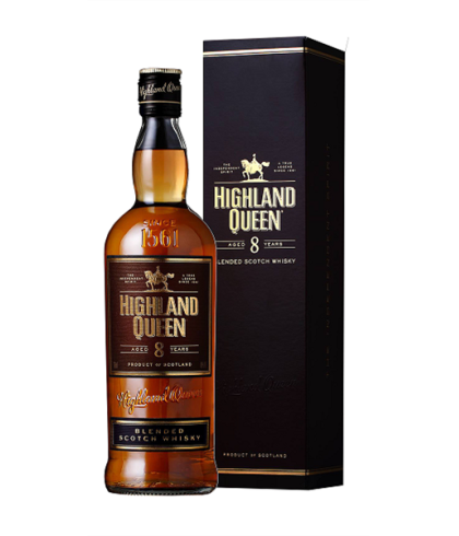 Fles Highland Queen 8 Years, single malt whisky, op voorraad bij slijterij t Bockje in Bathmen
