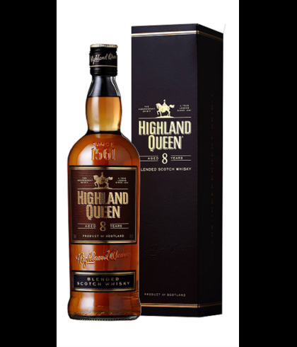 Fles Highland Queen 8 Years, single malt whisky, op voorraad bij slijterij t Bockje in Bathmen
