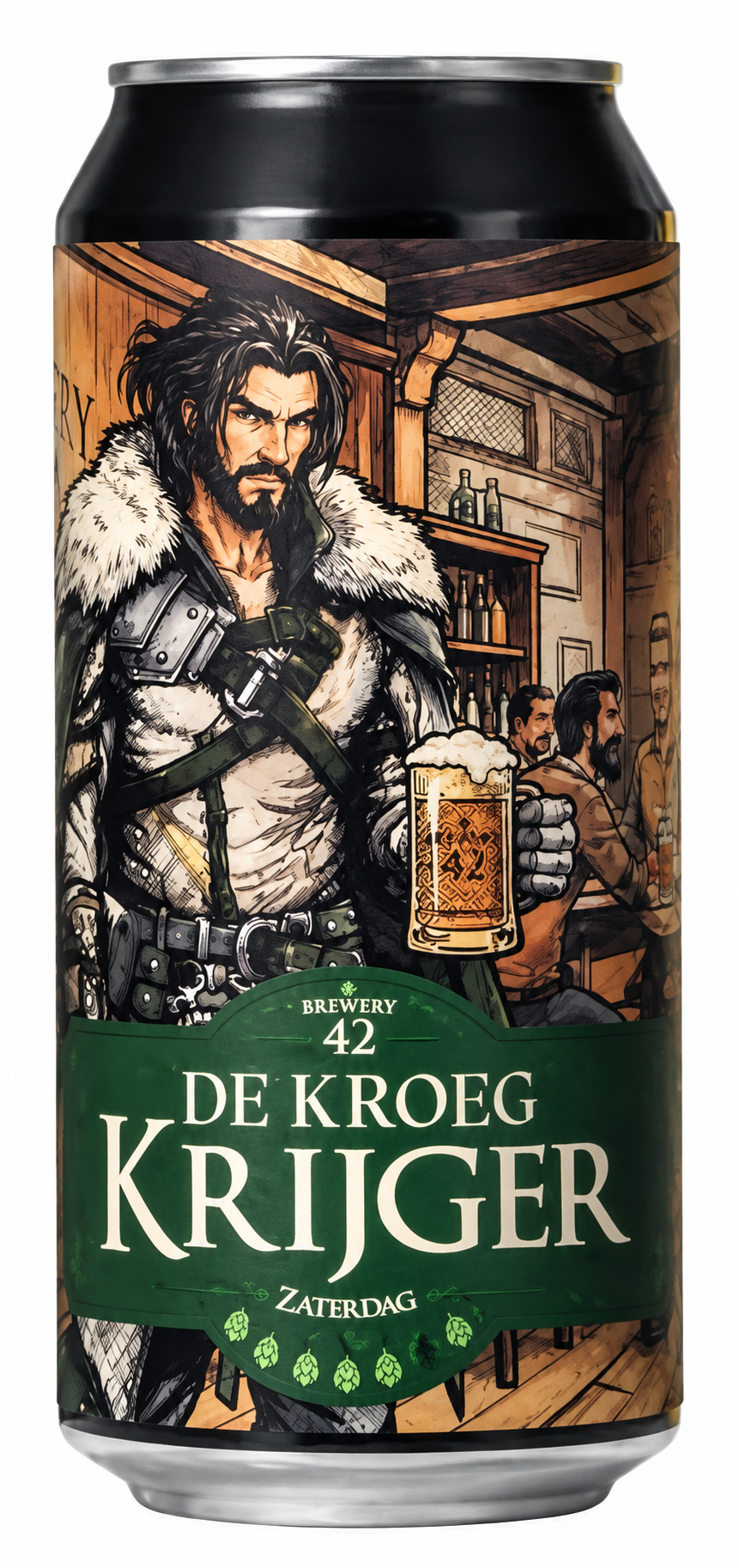 Fles Brewery42 De Kroeg Krijger Barleywine, bier, bij slijterij t Bockje in Bathmen
