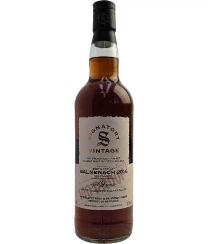 Fles Signatory Vintage Balmenach 2016 100 Proof Edition #57, whisky, op voorraad bij slijterij t Bockje in Bathmen
