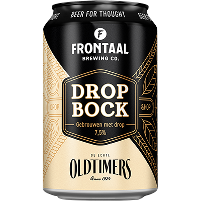 Fles Frontaal Drop Bock, bier van Frontaal, bij slijterij ’t Bockje in Bathmen