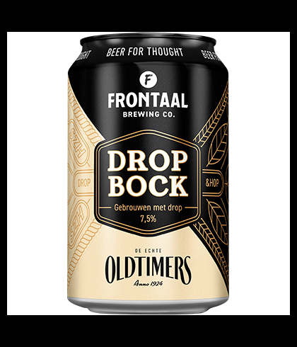 Fles Frontaal Drop Bock, bier van Frontaal, bij slijterij t Bockje in Bathmen