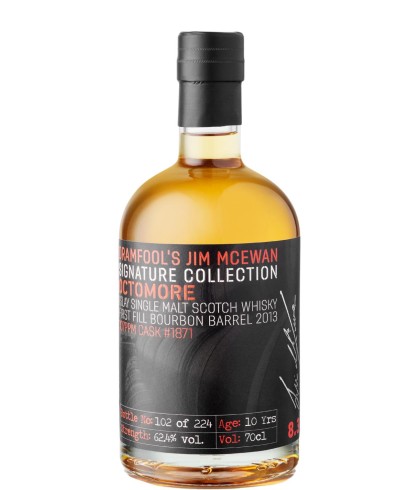 Fles Dramfool Octomore 8.3, zwaar geturfde Islay single malt, op voorraad bij slijterij t Bockje in Bathmen