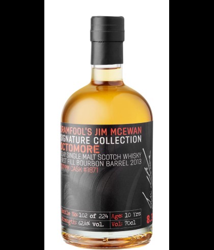 Fles Dramfool Octomore 8.3, zwaar geturfde Islay single malt, op voorraad bij slijterij t Bockje in Bathmen