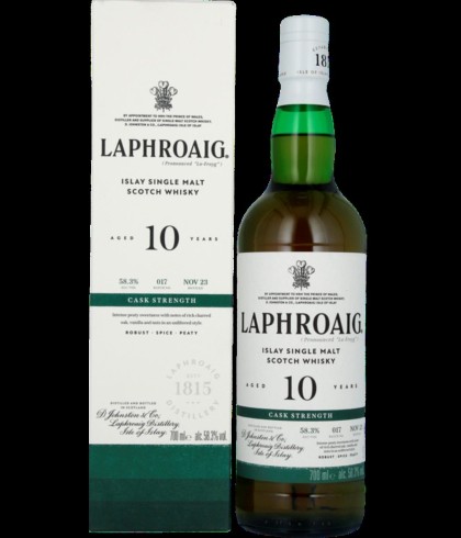 Fles Islay single malt van Laphroaig, op voorraad bij slijterij t Bockje in Bathmen