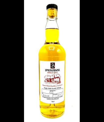 Fles Springbank Handfilled Distillery Exclusive 2024, single malt whisky, op voorraad bij slijterij t Bockje in Bathmen