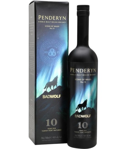 Fles Penderyn Icon of Wales No.13 BadWolf, whisky, bij slijterij t Bockje in Bathmen
