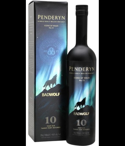 Fles Penderyn Icon of Wales 13 BadWolf, Welshe single malt whisky, op voorraad bij slijterij t Bockje in Bathmen