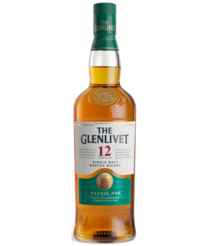 Fles The Glenlivet 12 Years Double Oak, single malt whisky, op voorraad bij slijterij t Bockje in Bathmen
