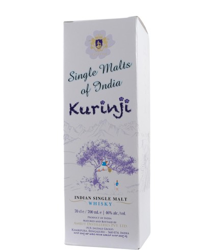 Fles Amrut Kurinji Single Malt, Indiase single malt whisky, op voorraad bij slijterij t Bockje in Bathmen