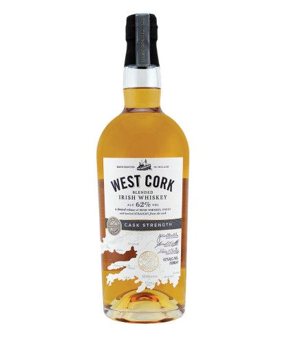 Fles West Cork Irish Whiskey Cask Strength, Ierse whiskey uit Skibbereen, op voorraad bij slijterij t Bockje in Bathmen