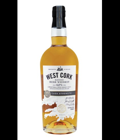 Fles West Cork Irish Whiskey Cask Strength, Ierse whiskey uit Skibbereen, op voorraad bij slijterij t Bockje in Bathmen