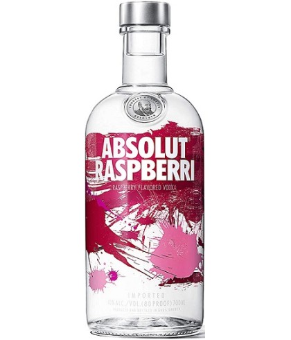 Fles Absolut Raspberri, wodka, op voorraad bij slijterij t Bockje in Bathmen