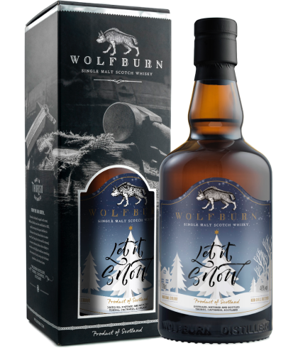 Fles Wolfburn Kerst Editie 2022, Schotse single malt whisky uit Thurso, op voorraad bij slijterij t Bockje in Bathmen