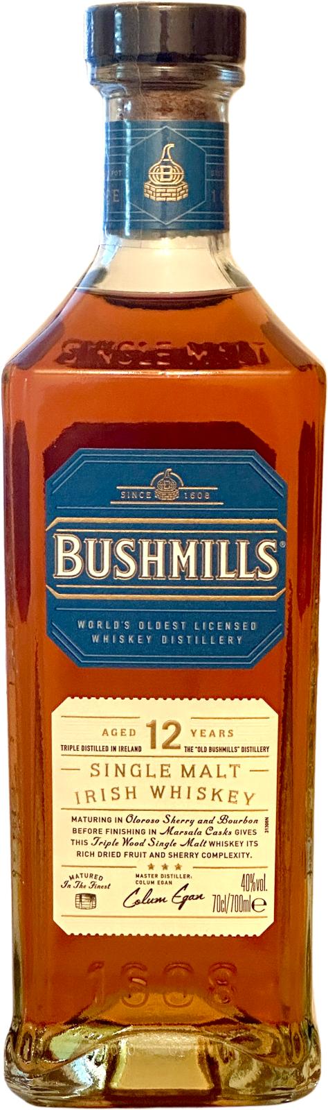 Fles Bushmills 12 Years Old, single malt whisky, op voorraad bij slijterij t Bockje in Bathmen