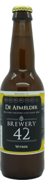 Fles Brewery 42 De Afmelder, bier van Brewery 42, bij slijterij ’t Bockje in Bathmen