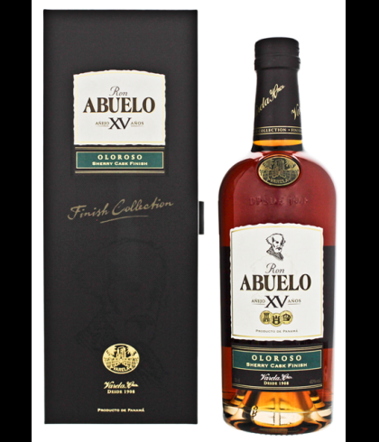 Fles Ron Abuelo XV Oloroso Sherry Cask Finish, rum, op voorraad bij slijterij t Bockje in Bathmen