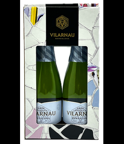 Geschenk Vilarnau Cava Brut Giftpack 2x20cl, bij slijterij ’t Bockje in Bathmen