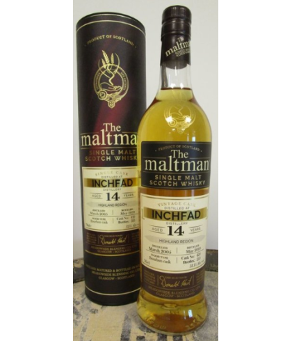 Fles The Maltman Inchfad 2005 14 Years Old, enkel vat gebotteld door The Maltman uit Glasgow, op voorraad bij slijterij t Bockje in Bathmen