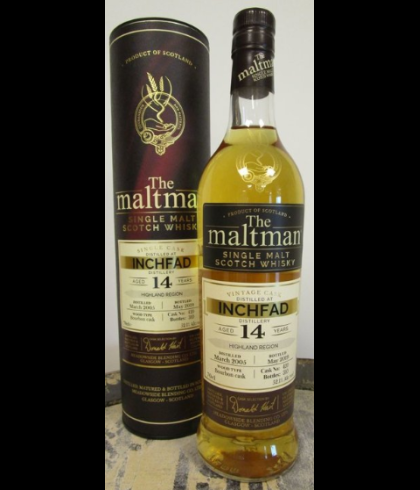 Fles The Maltman Inchfad 2005 14 Years Old, enkel vat gebotteld door The Maltman uit Glasgow, op voorraad bij slijterij t Bockje in Bathmen