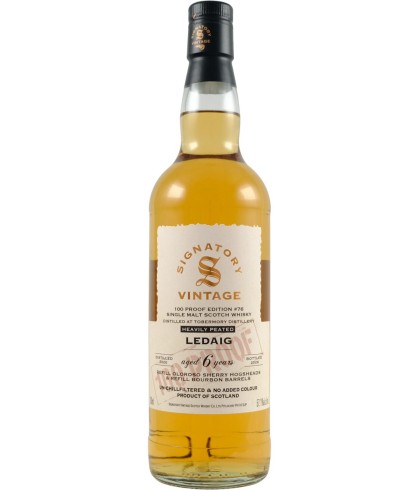 Fles Signatory Vintage Ledaig 6 Years Old 2020 100 Proof #76, enkel vat gebotteld door Signatory Vintage, op voorraad bij slijterij t Bockje in Bathmen
