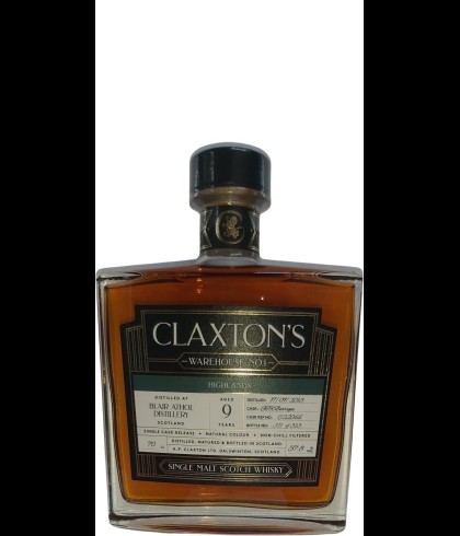 Fles Claxton&rsquo;s Warehouse No.1 Blair Athol 9 Years Old, single malt whisky, op voorraad bij slijterij t Bockje in Bathmen