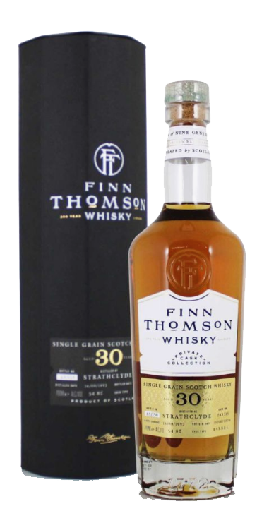 Fles Finn Thomson Strathclyde 30 Years Old 1993, single malt whisky, op voorraad bij slijterij t Bockje in Bathmen