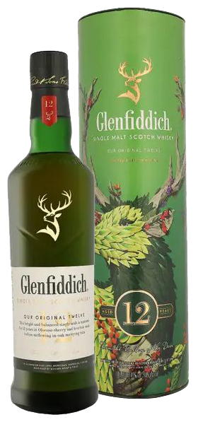 Fles Glenfiddich 12 Years Old Limited Edition Design, single malt whisky, op voorraad bij slijterij t Bockje in Bathmen