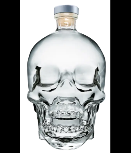Fles Crystal Head Vodka in de vorm van een kristallen schedel, wodka, bij slijterij t Bockje in Bathmen