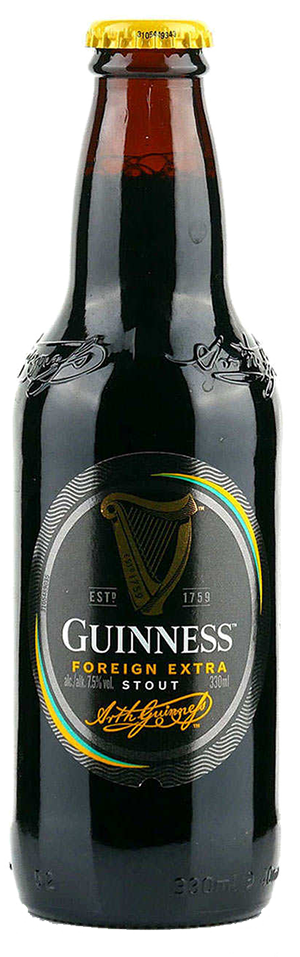Fles Guinness Foreign Extra Stout, bier van Guinness, op voorraad bij slijterij t Bockje in Bathmen