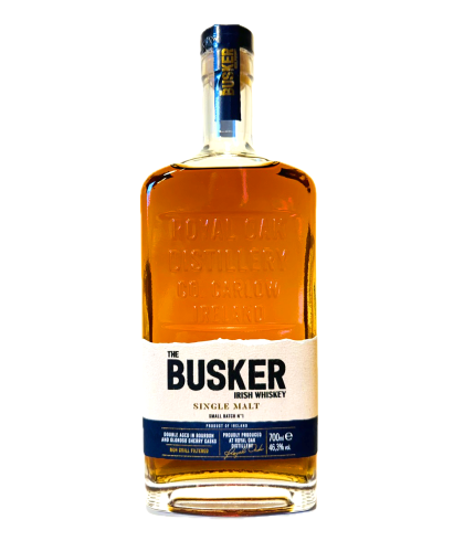 Fles The Busker Small Batch Single Malt No.1, Ierse whiskey van Royal Oak in County Carlow, op voorraad bij slijterij t Bockje in Bathmen