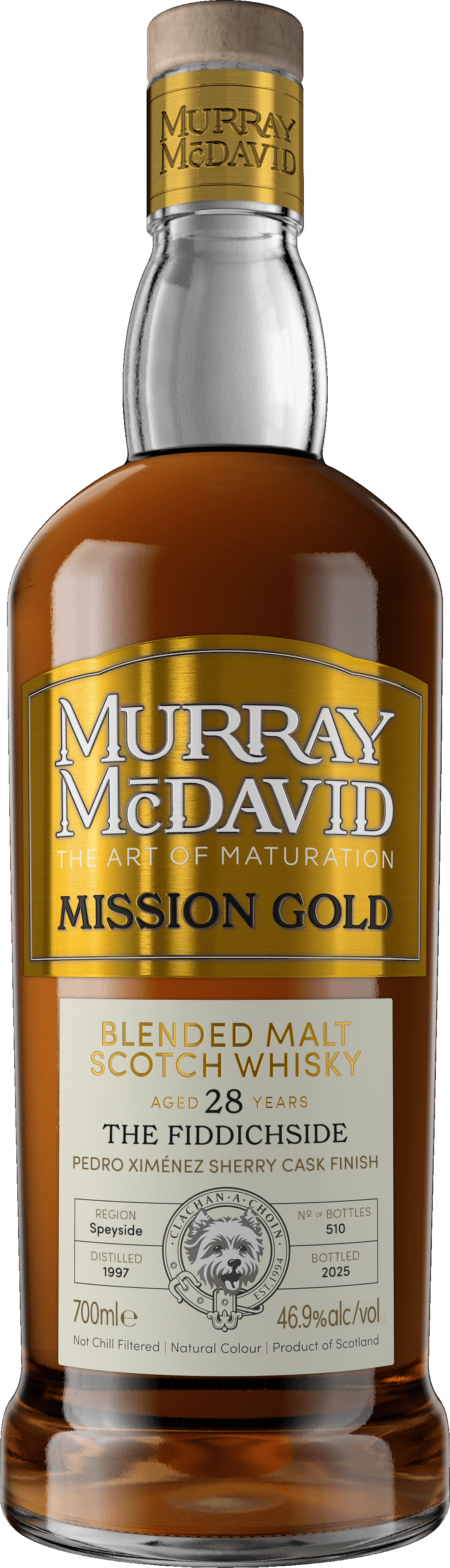 Fles Schotse whisky van bottelaar Murray McDavid, op voorraad bij slijterij t Bockje in Bathmen