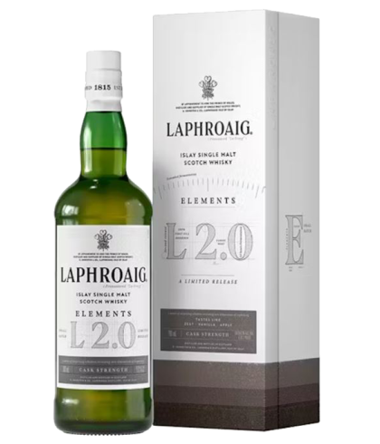 Fles Islay single malt van Laphroaig, op voorraad bij slijterij t Bockje in Bathmen