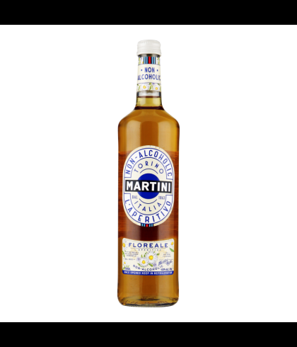 Fles Martini Floreale alcoholvrij van 75 centiliter, alcoholvrij aperitief op basis van gedealcoholiseerde wijn, op voorraad bij slijterij t Bockje in Bathmen