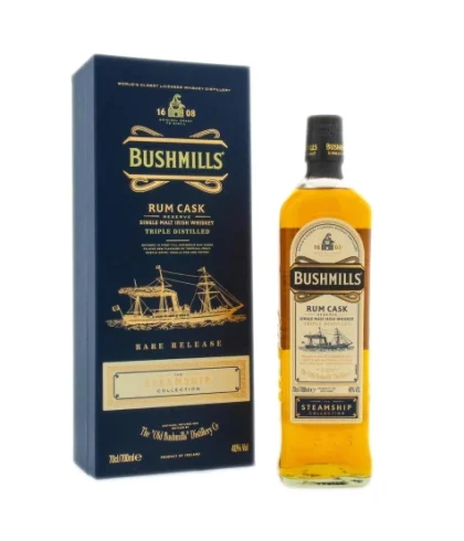 Fles Bushmills Steamship Rum Cask, single malt whisky, op voorraad bij slijterij t Bockje in Bathmen