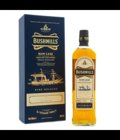 Fles Bushmills Steamship Rum Cask, single malt whisky, op voorraad bij slijterij t Bockje in Bathmen